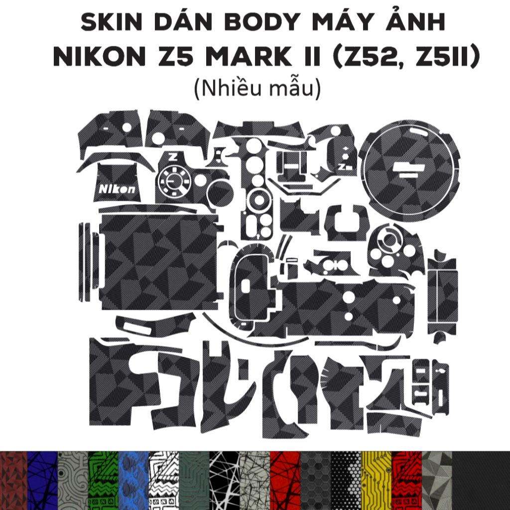 Skin 3M dán Nikon Z5 Mark II (z52, z5ii) (Nhiều mẫu) | Miếng dán body máy ảnh chống bám vân tay Niko