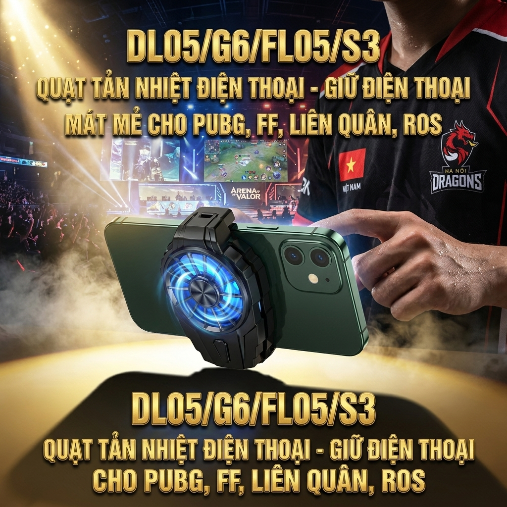 Quạt Làm Mát Điện Thoại Chơi PUBG Free Fire Liên Quân ROS DL05 G6 FL05 S3