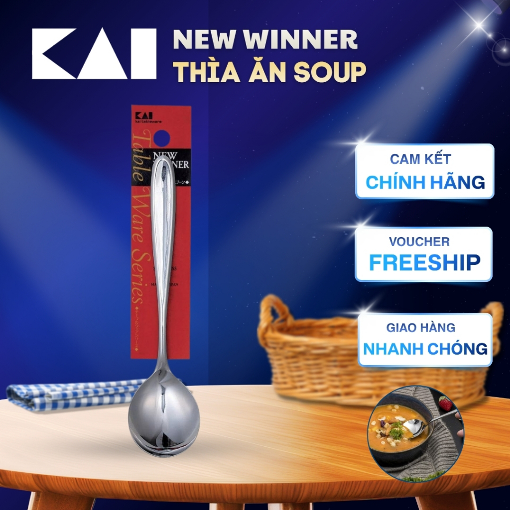Thìa ăn KAI NEW WINNER CUP-SOUP SPOON dùng để ăn súp, canh FA-5073