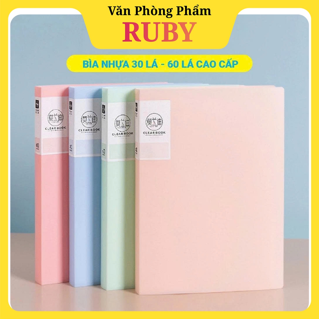 [BÌA NHỰA NHIỀU LÁ SIÊU HOT] Bìa Nhựa Nhiều Lá A4 - A3 gồm 30 lá - 60 lá màu sắc pastel cực xinh, ch