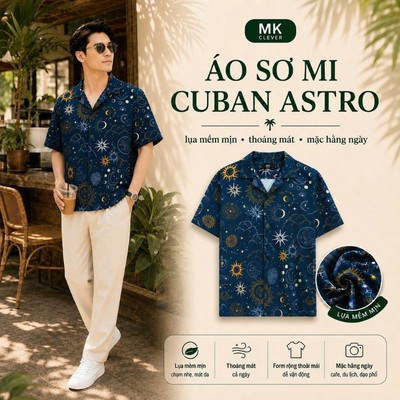 Áo Sơ Mi nam Astro MKCLEVER Chất lụa mềm mịn, thoáng mát, chống nhăn, form rộng mặc hằng ngày