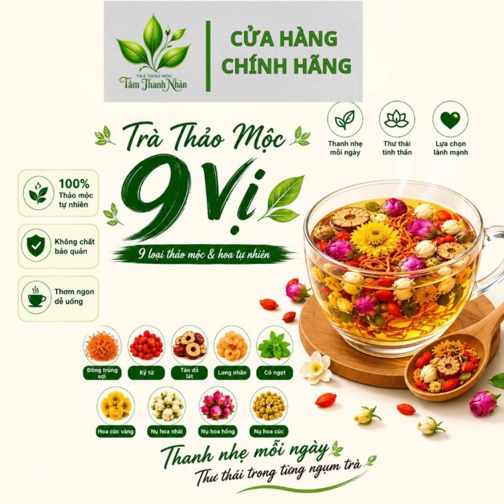1 Gói Trà Thảo Mộc dưỡng nhan 9 Vị Thanh Nhẹ dễ uống từ thiên nhiên Giúp đẹp da Bồi Bổ Khí Huyết