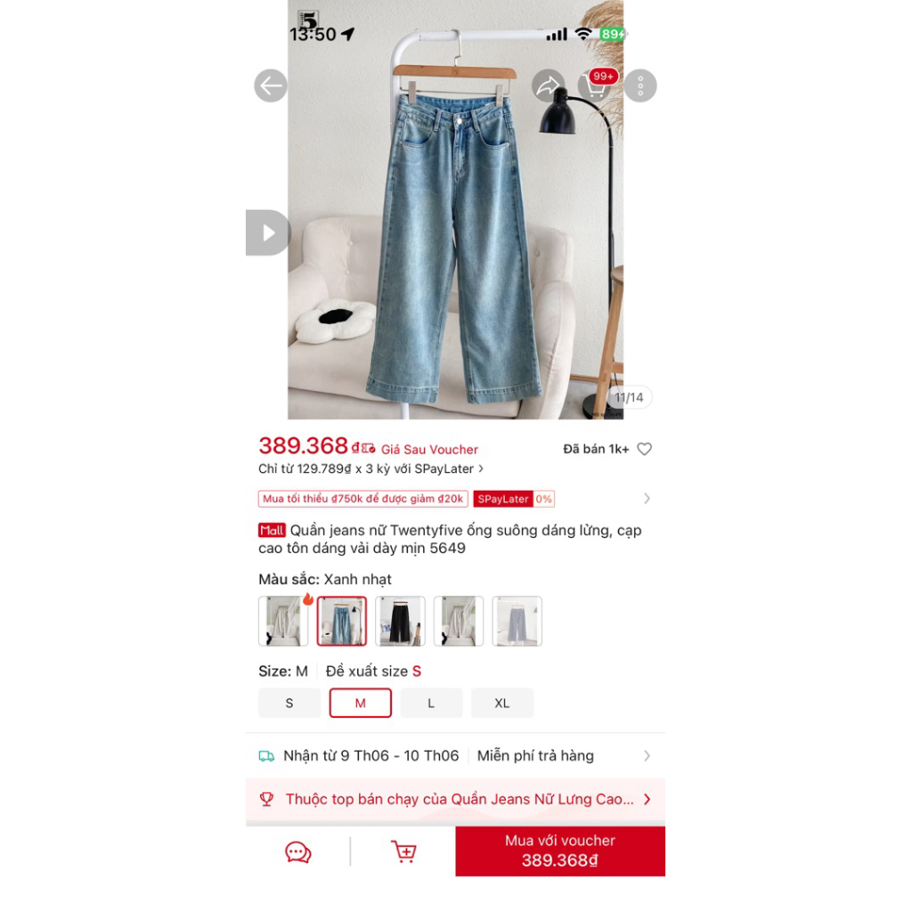 PASS QUẦN JEANS TWENTY FIVE SIZE M