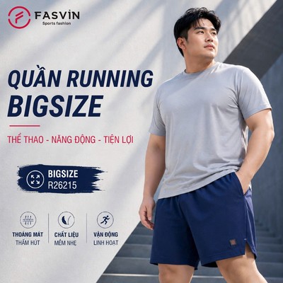 Quần đùi nam ngắn chạy bộ Bigsize Fasvin R26215.HN vải Dù Gió nhẹ mát tiện dụng thể thao hay mặc nhà