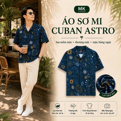 Áo Sơ Mi Astro MKCLEVER Chất lụa mềm mịn, thoáng mát, chống nhăn, form rộng mặc hằng ngày