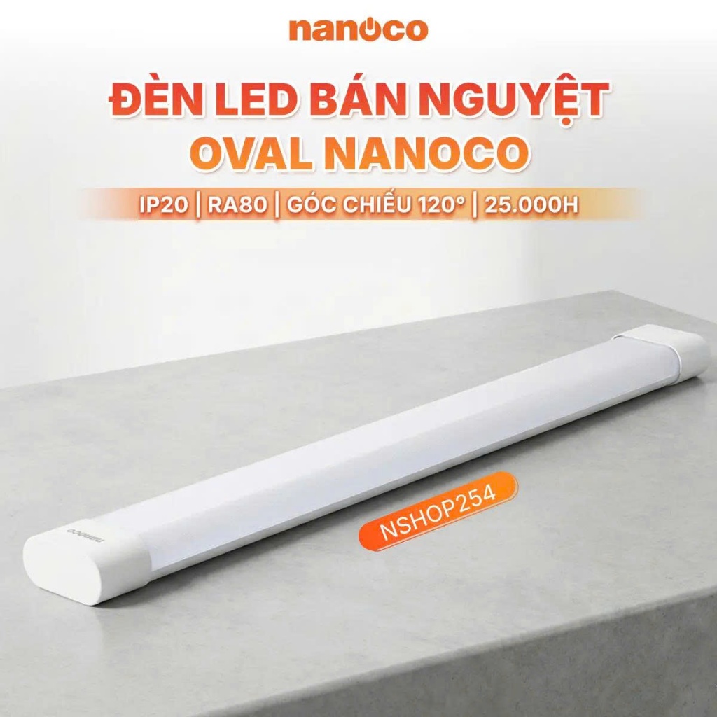 Đèn LED bán nguyệt Oval Nhựa Nanoco Series NSHOP, 60cm, 25W hàng chính hãng, bảo hành 24 tháng.