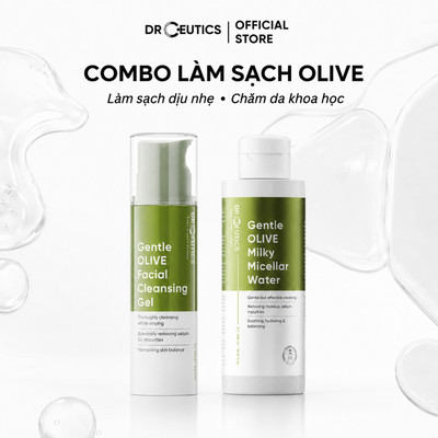 DRCEUTICS Chu Trình Làm Sạch Da Kép Gentle OLIVE Milky Micellar Water 500ml + Gentle OLIVE Facial Cleansing Gel 250g