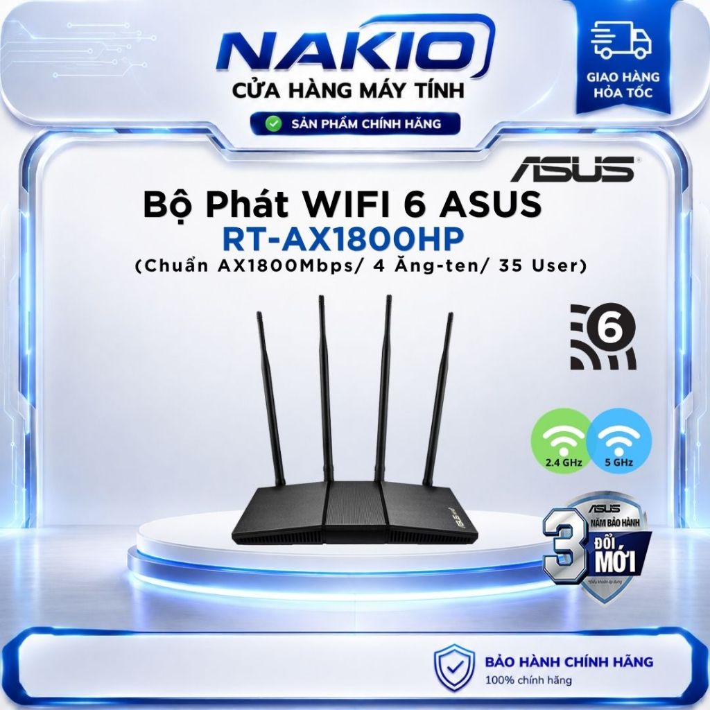Router Wifi 6 băng tần kép Asus RT-AX1800HP - Bảo hành chính hãng đổi mới trong 3 năm