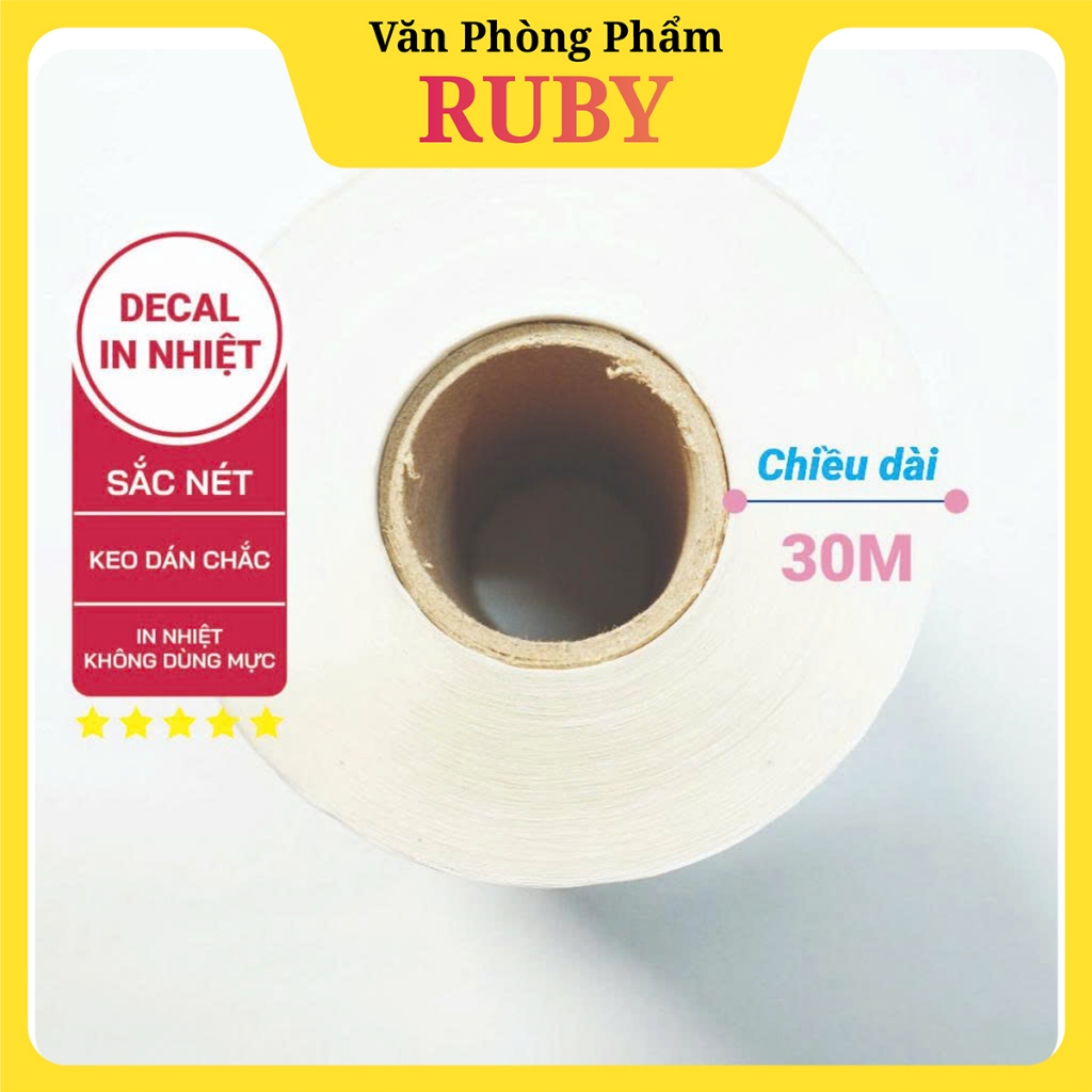 3 Cuộn GIẤY IN BILL CÓ KEO K80 (1 Cuộn dài 30m), decal nhiệt K80 dài liên tục dùng cho nhiều loại má