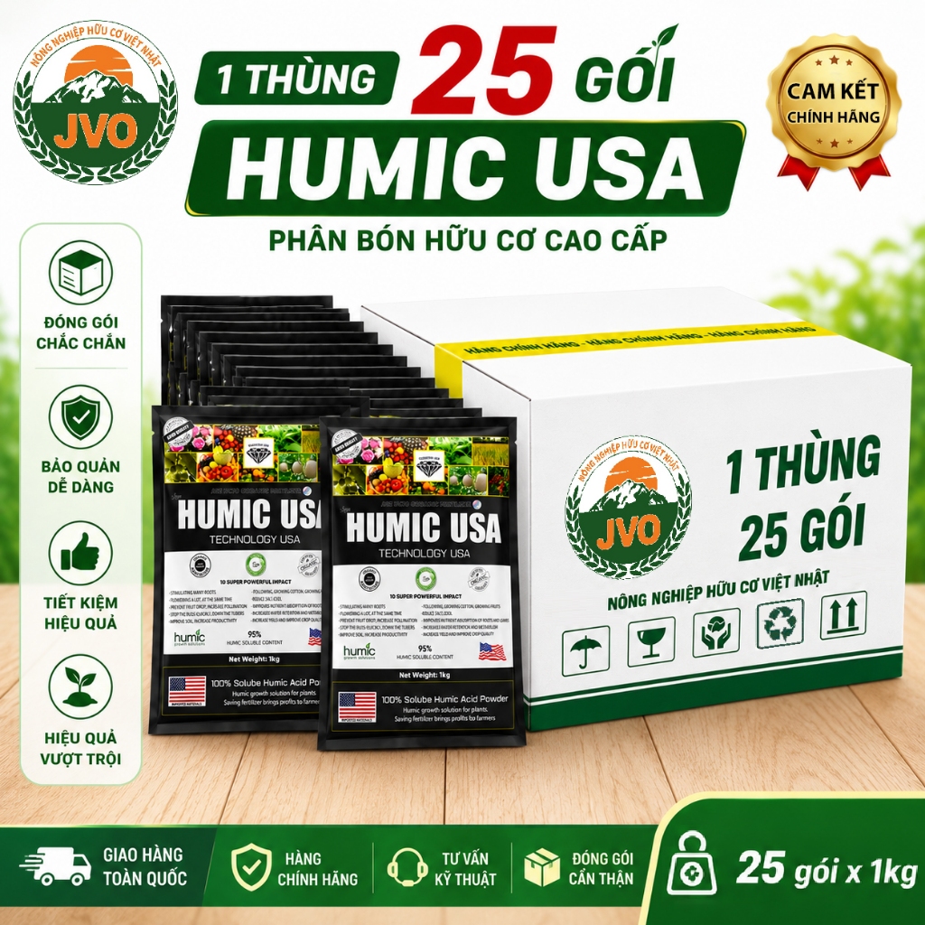 Humic Usa J60 Thùng 25 Gói 1kg nhập khẩu hàng chính hãng JVO NongNghiepVietNhatJVO