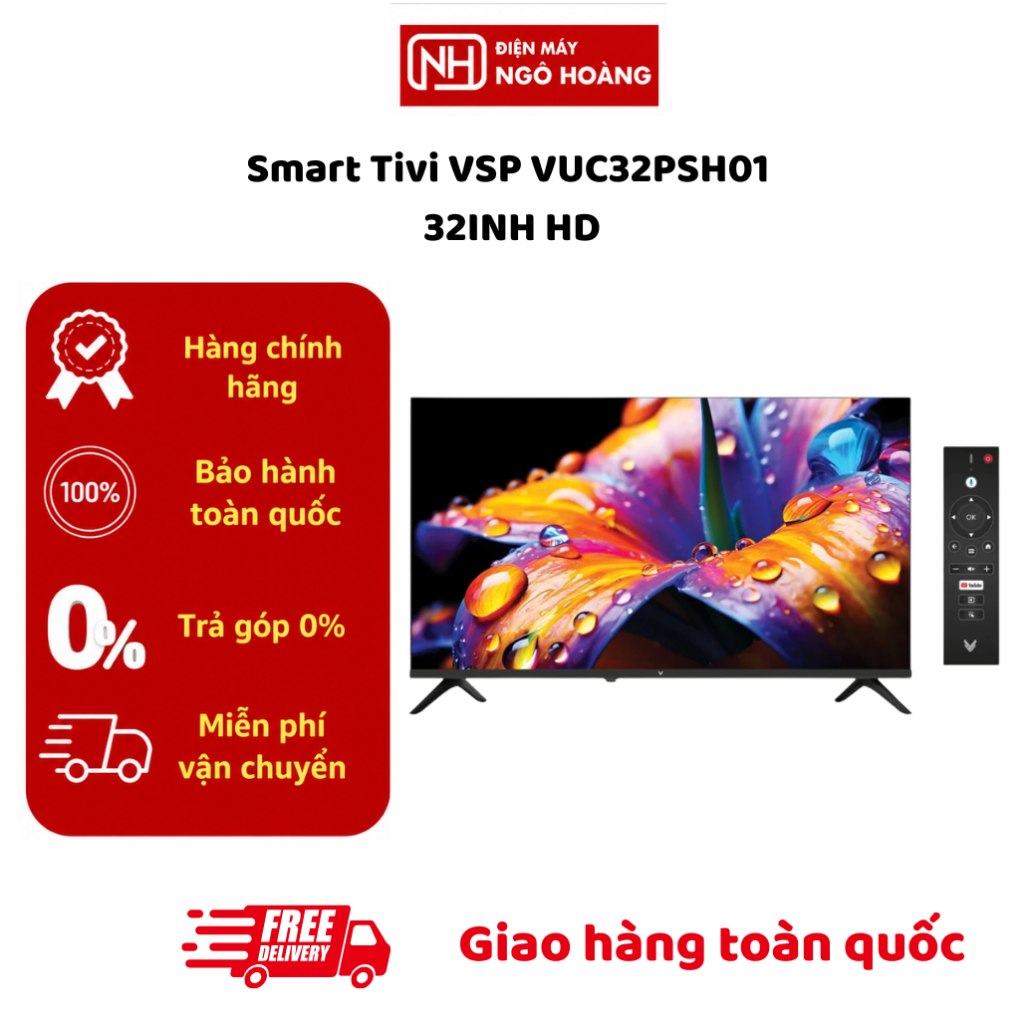 Smart Tivi VSP VUC32PSH01 32 inch HD Android TV, tivi thông minh nhỏ gọn cho gia đình