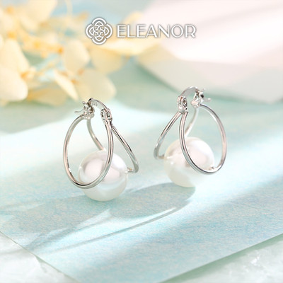 Bông tai nữ chuôi bạc 925 Eleanor Accessories dáng vòng tròn đôi phụ kiện trang sức khuyên tai 12021