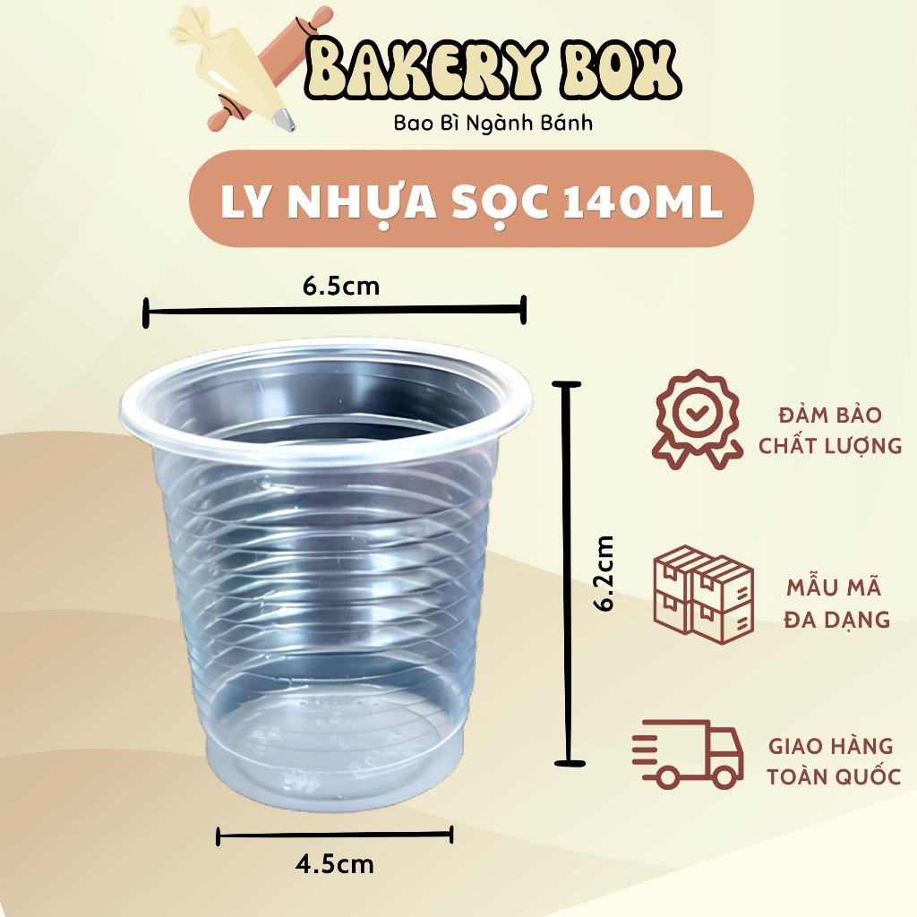 Set 100 Ly Nhựa Sọc 140ml Có Nắp, Đựng Rau Câu, Sữa Chua Phô Mai, Ly Đựng Sốt Bánh Tráng