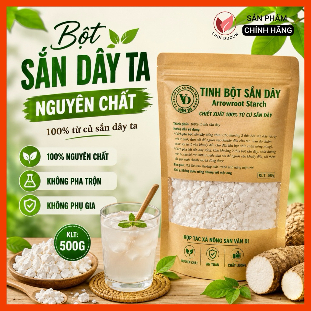 Bột Sắn Dây Ta Nguyên Chất Linhducon – Giải Nhiệt, Mát Gan, Đẹp Da, Tự Nhiên, Không Pha Trộn HTX Anh