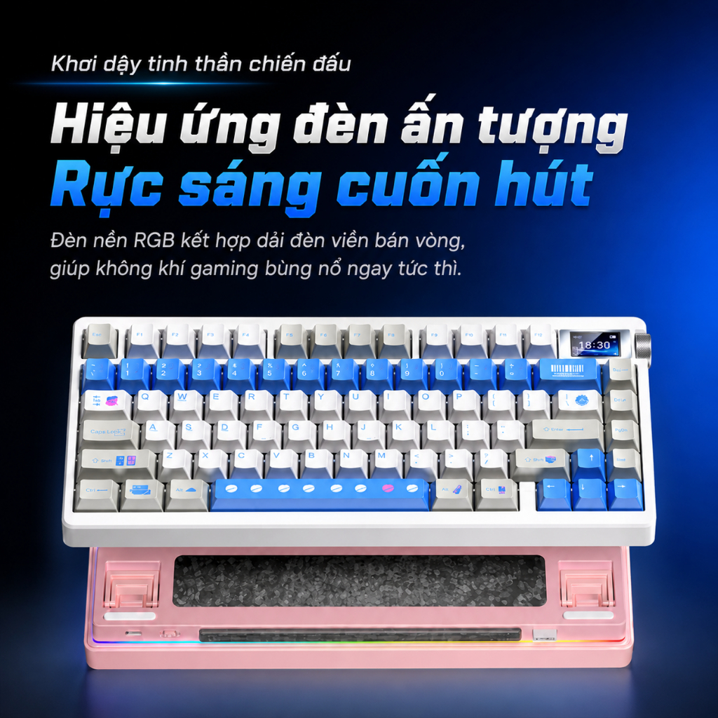 Bàn Phím Cơ Không Dây Gaming AULA NOVA 75 - 3 Mode - TFT Screen - Núm xoay - Có Tạ | BigBuy360 - bigbuy360.vn