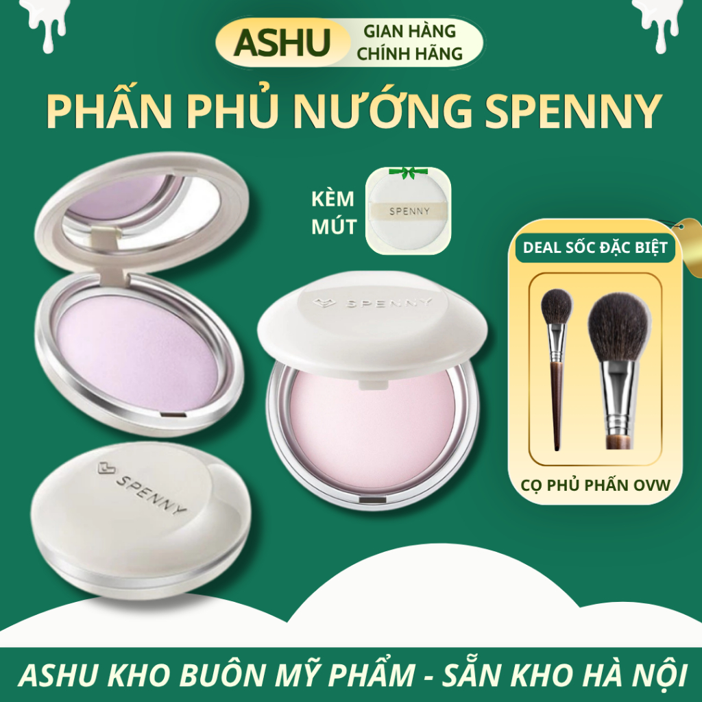 [CHÍNH HÃNG] Phấn Phủ Nướng Spenny Soft Yarrn Powder Cake Hiệu Chỉnh Màu Da Kiểm Soát Dầu 7.5G ASHU