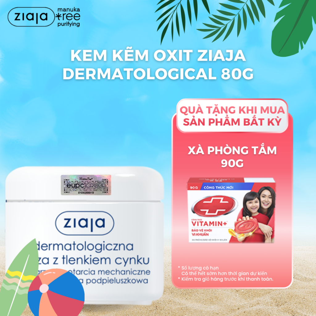 Kem Kẽm Oxit - Ziaja Dermatological Base With Zinc Oxide 13% - 80g