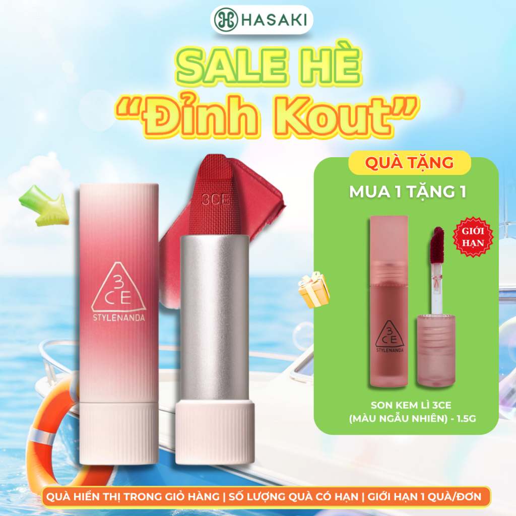 [MEGA 6.6|Add in] Son Len Mịn Lì Mềm Môi 3CE Cashmere Hug Lipstick 3.5g Hasaki Sản Phẩm Chính Hãng | BigBuy360 - bigbuy360.vn