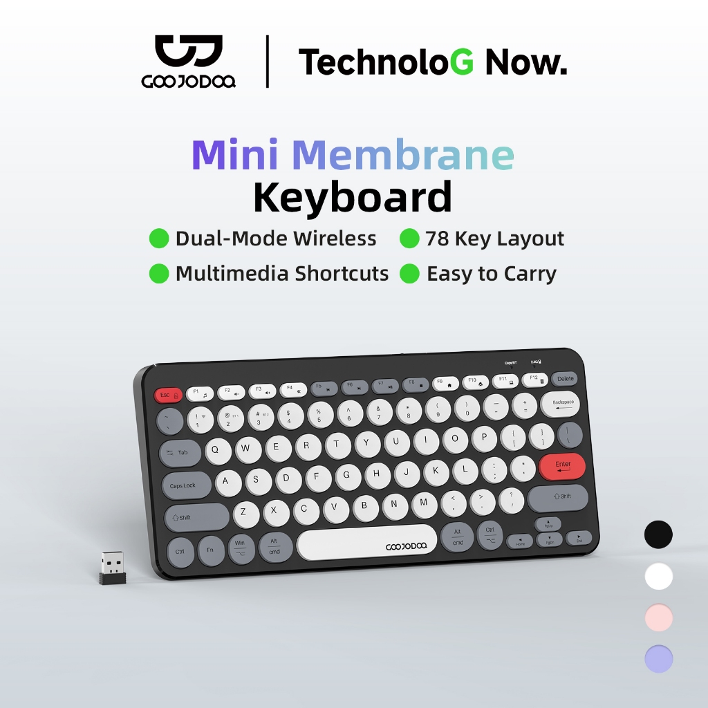 Bàn Phím Mini GOOJODOQ 78 Phím 2 Chế Độ Phím Màng Tròn Retro, Siêu Nhẹ 324g, Pin 300mAh Dùng 43 Giờ | BigBuy360 - bigbuy360.vn