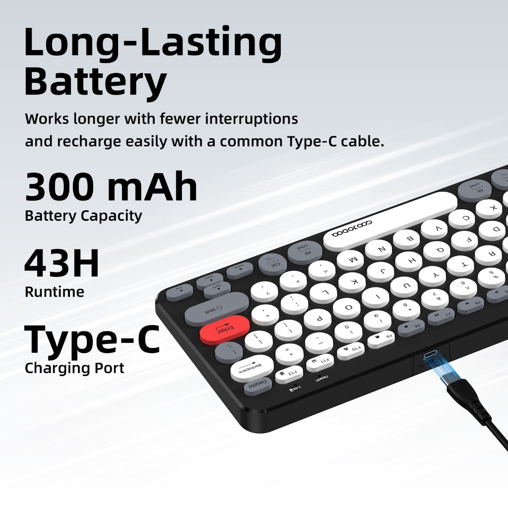 Bàn Phím Mini GOOJODOQ 78 Phím 2 Chế Độ Phím Màng Tròn Retro, Siêu Nhẹ 324g, Pin 300mAh Dùng 43 Giờ | BigBuy360 - bigbuy360.vn