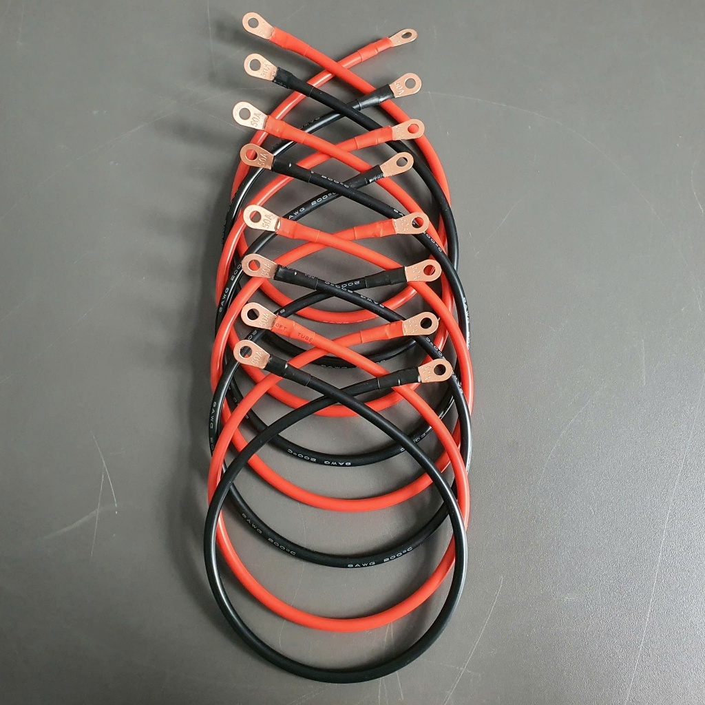 Dây nối cọc bình ắc quy pin Lithium 8AWG 2 đầu cos tròn 6