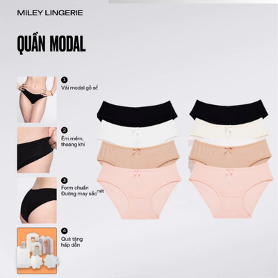 [Quần Lót Thở] Combo 8 Quần Lót Modal Visco Miley Lingerie Co Dãn 4 Chiều Thoáng Khi Mềm Mịn Màu Ngẫu Nhiên