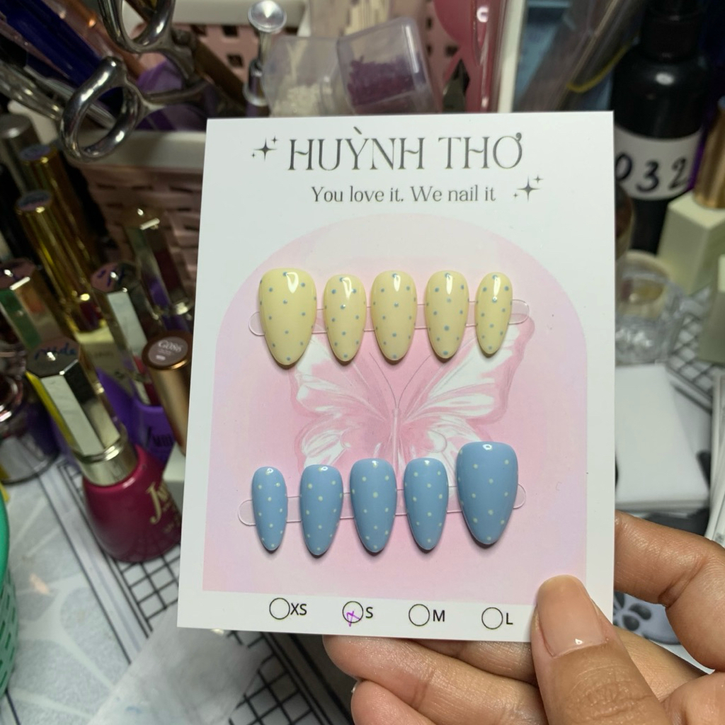 NailBox Huỳnh Thơ - Nail Mix Vàng Xanh Chấm Bi