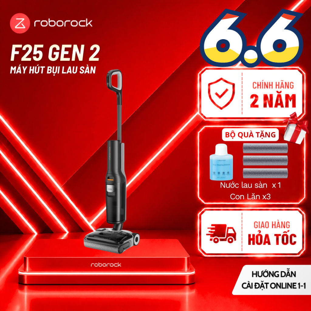Roborock F25 Gen 2 | F25 máy hút bụi lau sàn Roborock | Lực hút 20.000Pa | Gập sát sàn | Giặt nước n