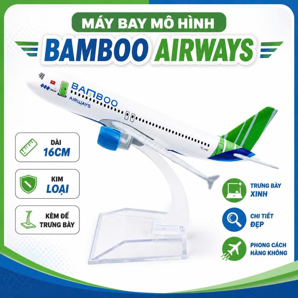 Mô hình máy bay Bamboo Airways a320 16cm