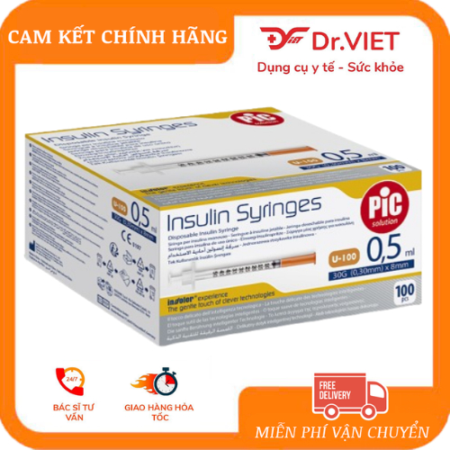 Bơm kim tiêm Insulin Syringes U-100 0.5ml 30G x 8mm