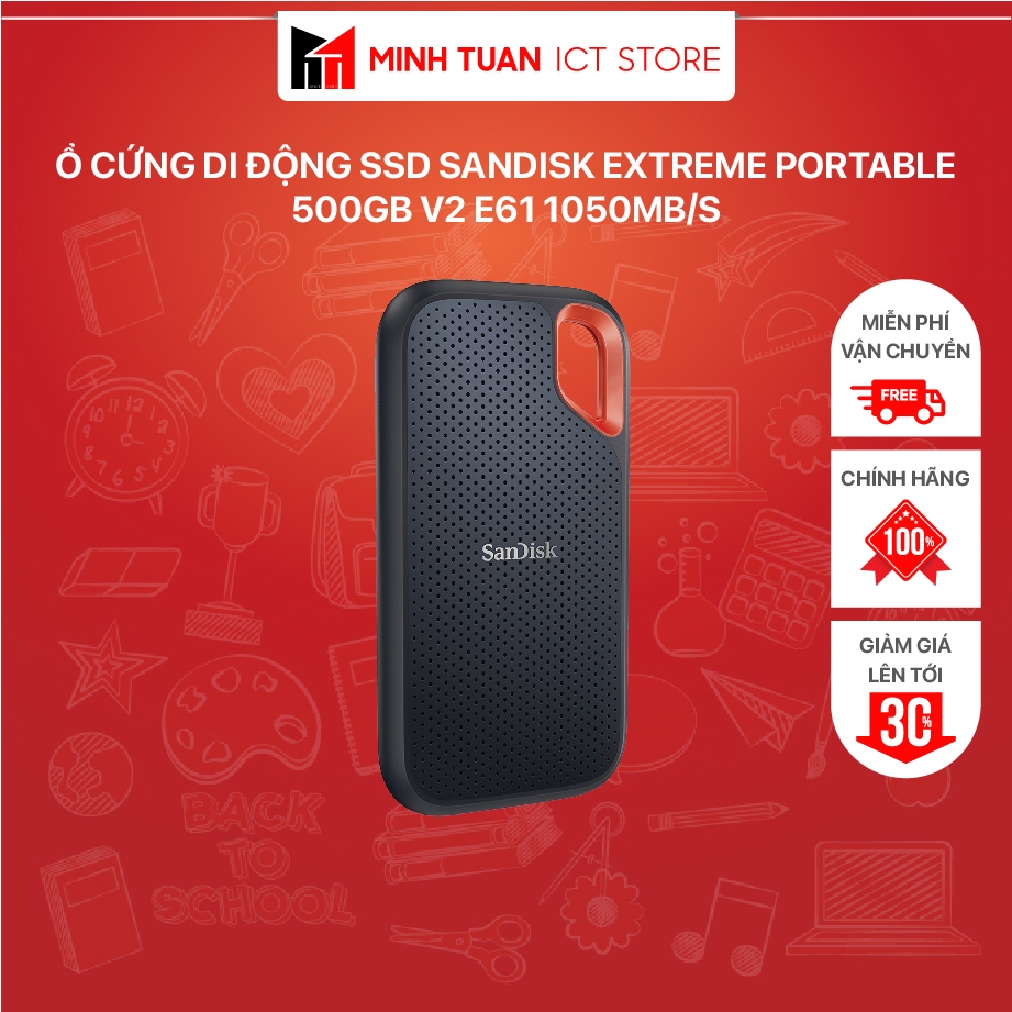 Ổ Cứng Di Động SSD Sandisk Extreme Portable 500GB V2 E61 1050MB/s