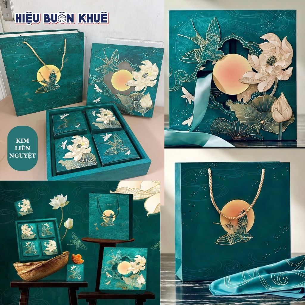 5-10 Hộp Trung Thu 4 Bánh, Hộp Bánh Nướng, Bánh Dẻo 150g - 250g [KIM LIÊN NGUYỆT]