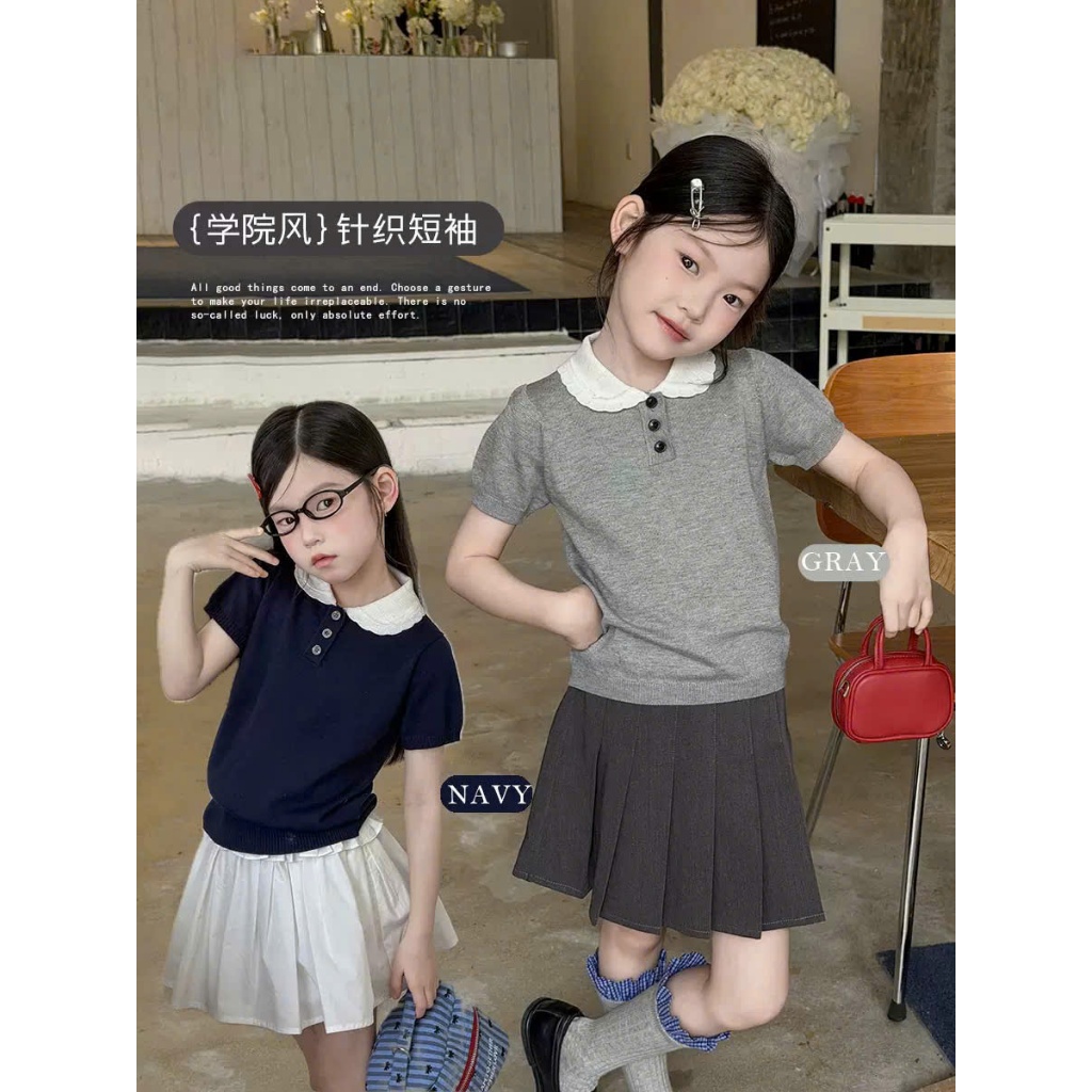 AMBB KIDS - Áo cộc tay bé gái AMBB chính hãng chuẩn xuất xứ Quảng Châu sz 2-12 tuổi (HK KIDS 26B372)