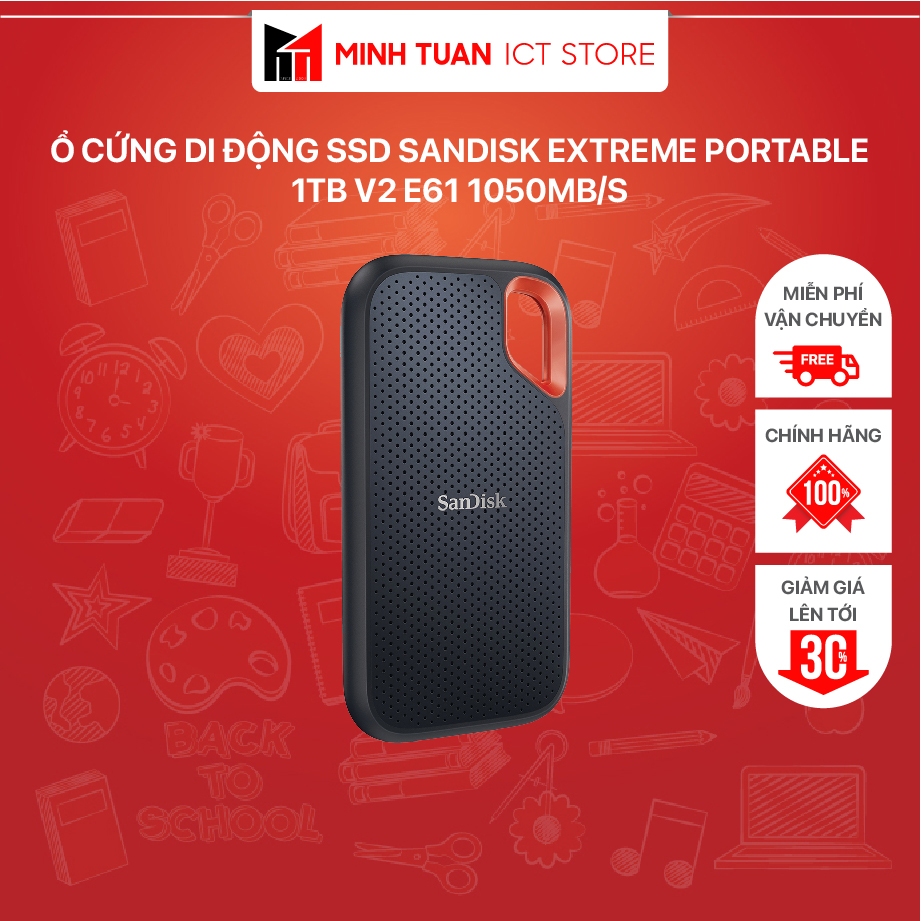 Ổ Cứng Di Động SSD Sandisk Extreme Portable 1TB V2 E61 1050MB/s