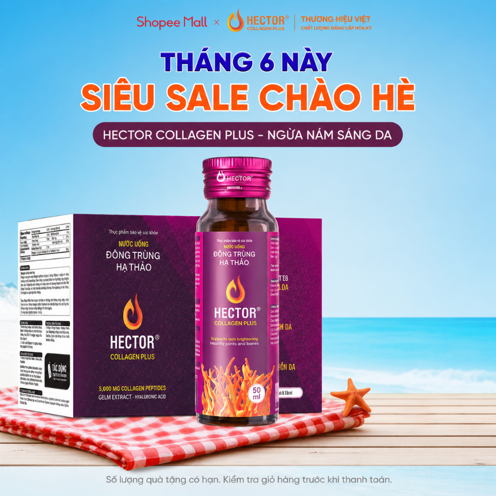 COMBO 3 HỘP NƯỚC NẤM ĐÔNG TRÙNG HẠ THẢO HECTOR COLLAGEN PLUS (30 chai)