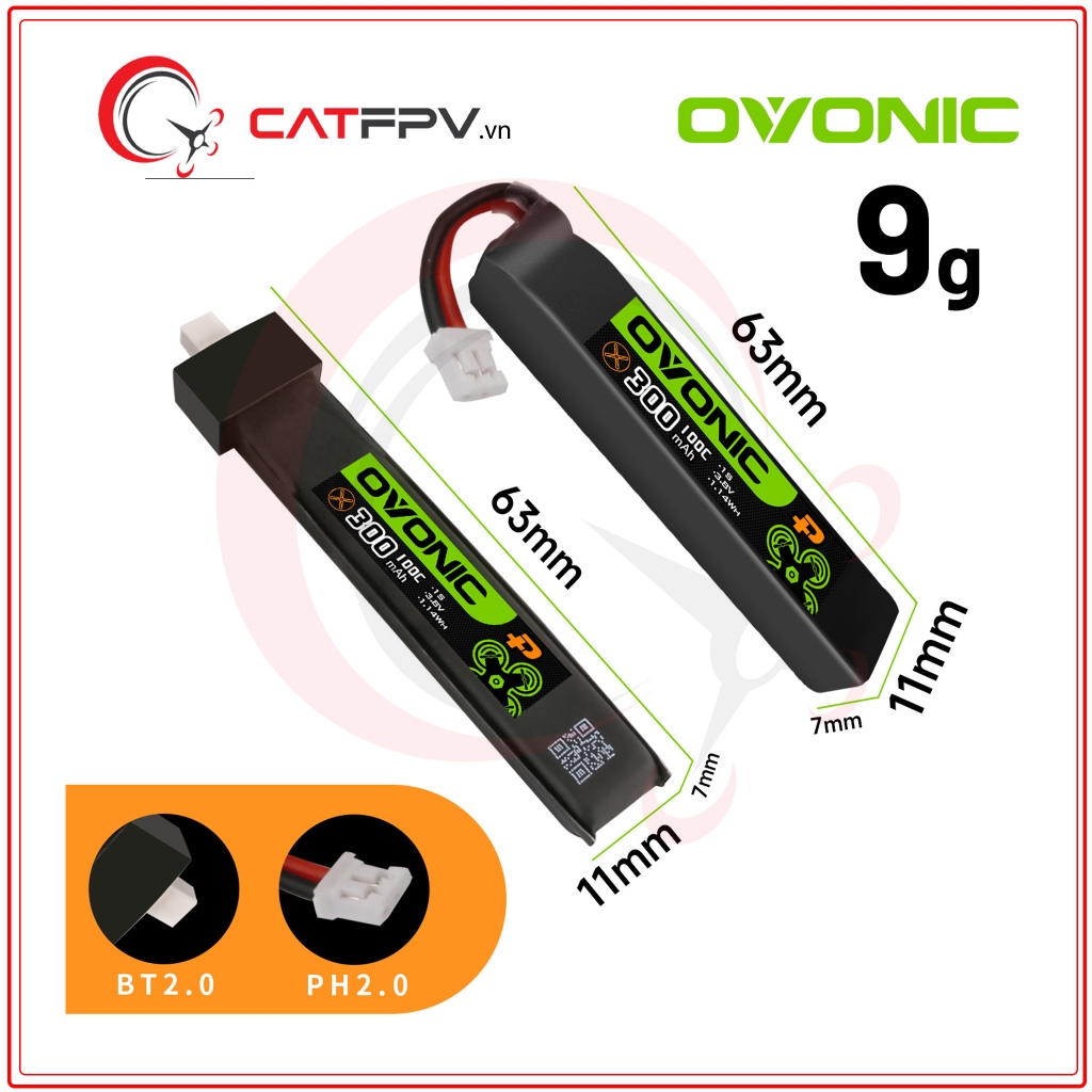 Ovonic 300mAh 1S 100C 3.8V BT2.0