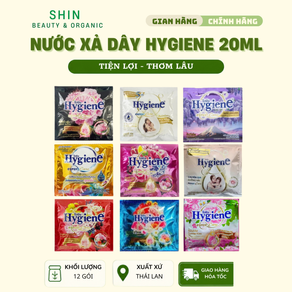 [Dây 12 gói] Nước Xả Vải Đậm Đặc Hygiene Nội Địa Thái Đủ Màu, Nước xả Hygiene Thái Lan