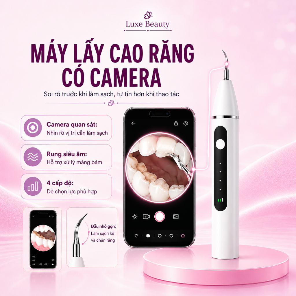 Máy lấy sỏi amidan và cao răng có camera, loại bỏ mảng bám hiệu quả CSSD248 Luxebeauty
