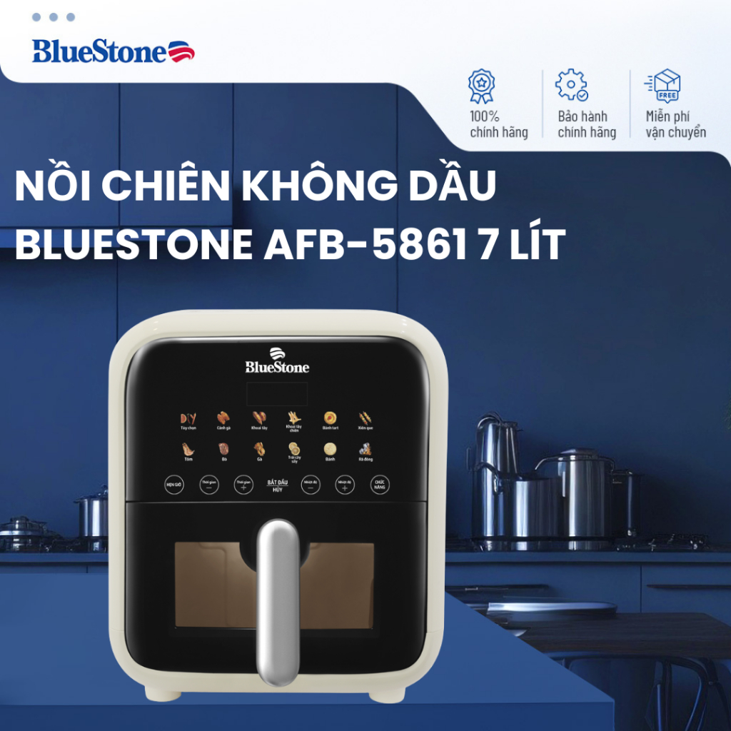 Nồi Chiên Không Dầu Điện Tử BlueStone AFB-5861 7L Công Suất 1800W | Nấu Gà Vịt Nguyên Con BH 2 Năm
