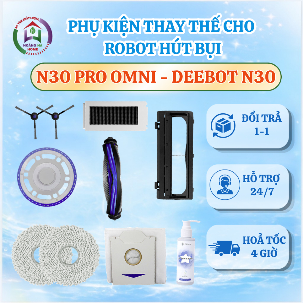 Phụ kiện robot hút bụi N30 Pro Omni, deboot N30 - Khăn lau, giẻ lau robot hút bụi lau nhà Deebot N30