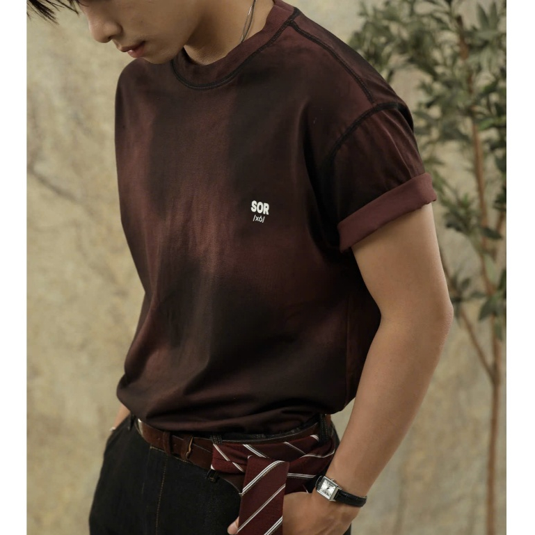 Áo phông nam wash loang đen đỏ Upin Tshirt by Scott Sor