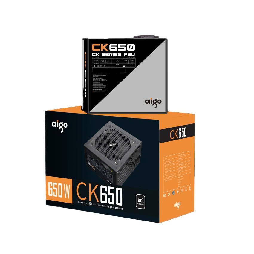 Nguồn máy tính AIGO CK650 650W 80+ EFFICIENCY - Bộ Nguồn Máy Tính Công Suất Thực - Chính Hãng