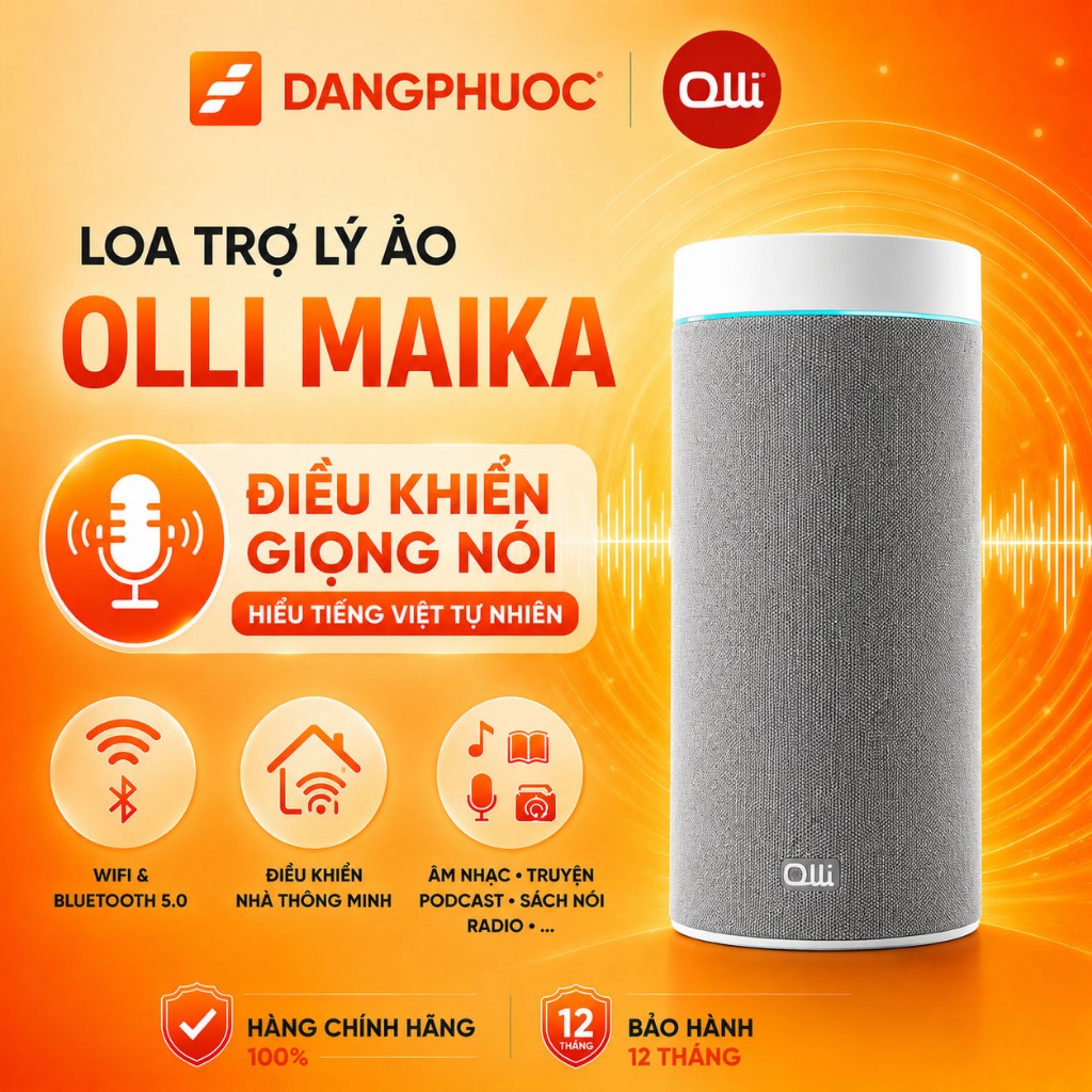 [Hàng chính hãng] Loa Olli Maika Trợ Lý Ảo Thuần Việt, Loa thông minh đủ màu, không dây, phát nhạc