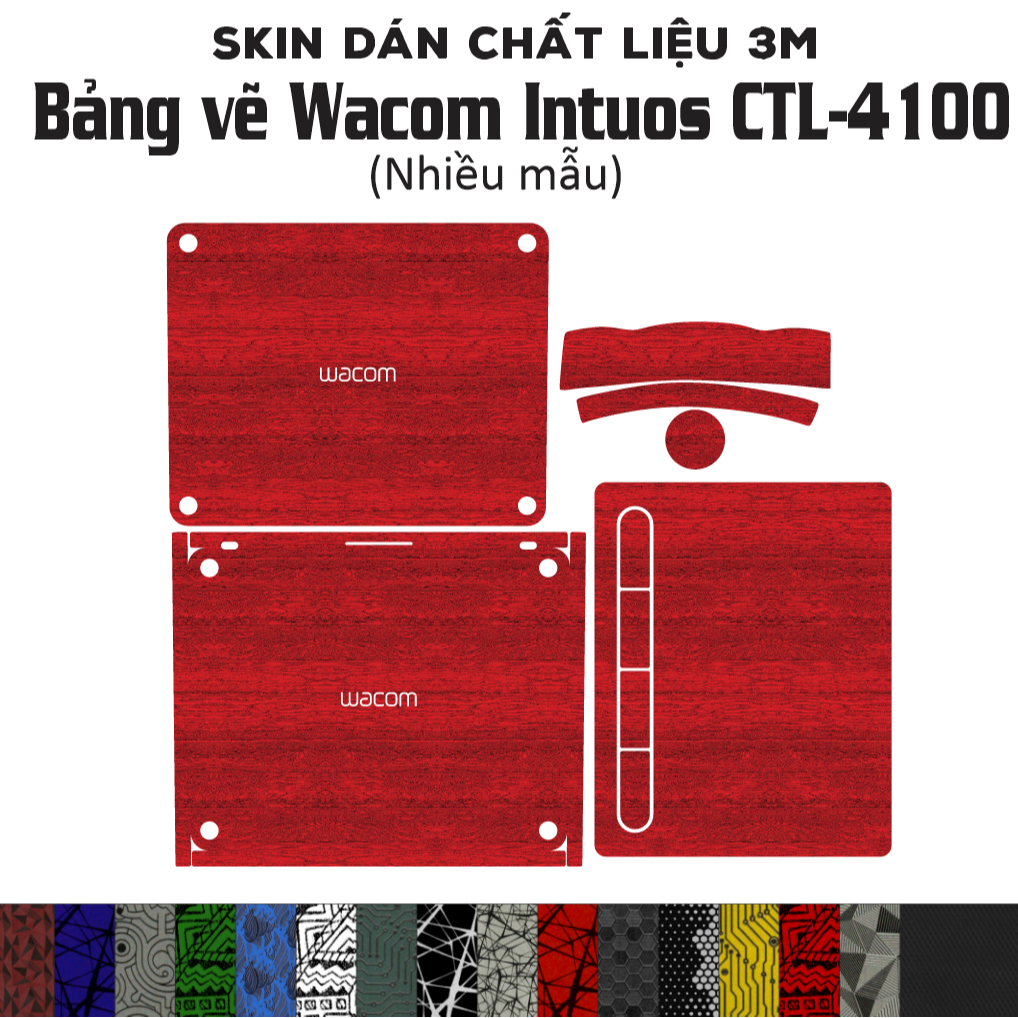Skin dán Bảng vẽ Wacom Intuos CTL-4100 (Nhiều mẫu) | Miếng dán Film 3m chống bám bẩn, bảo vệ Wacom I