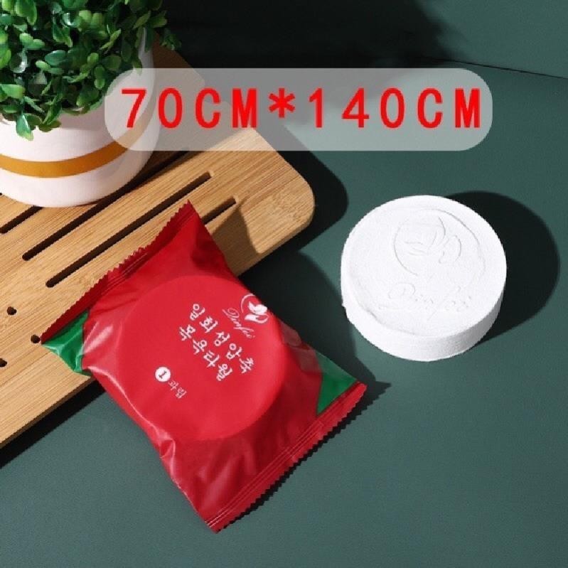 Khăn Tắm Cotton Màu Đỏ Dùng Một Lần – Nén Thành Viên 70x140cm, Rất Phù Hợp Du Lịch