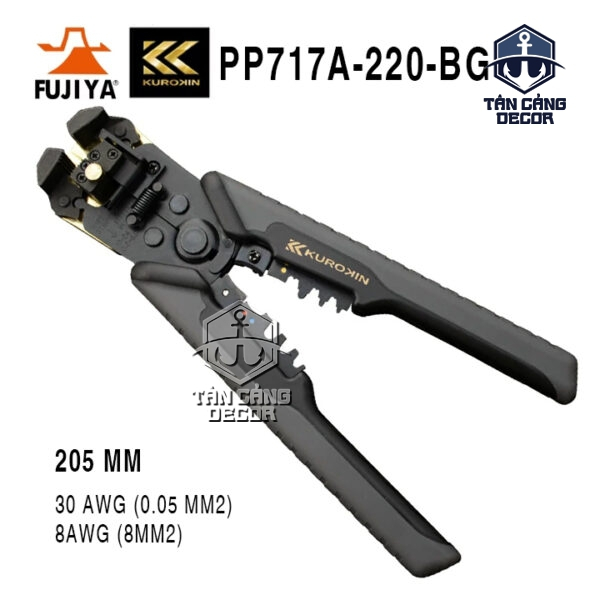 Kìm Tuốt Dây Tự Động KUROKIN Fujiya PP717A-220-BG – AWG 10–26, Tuốt Dây, Cắt Dây & Bấm Cos