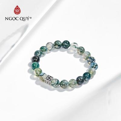 Vòng tay đá Băng ngọc thủy tảo tự nhiên phối charm - Mẫu VC1007 - Ngọc Quý