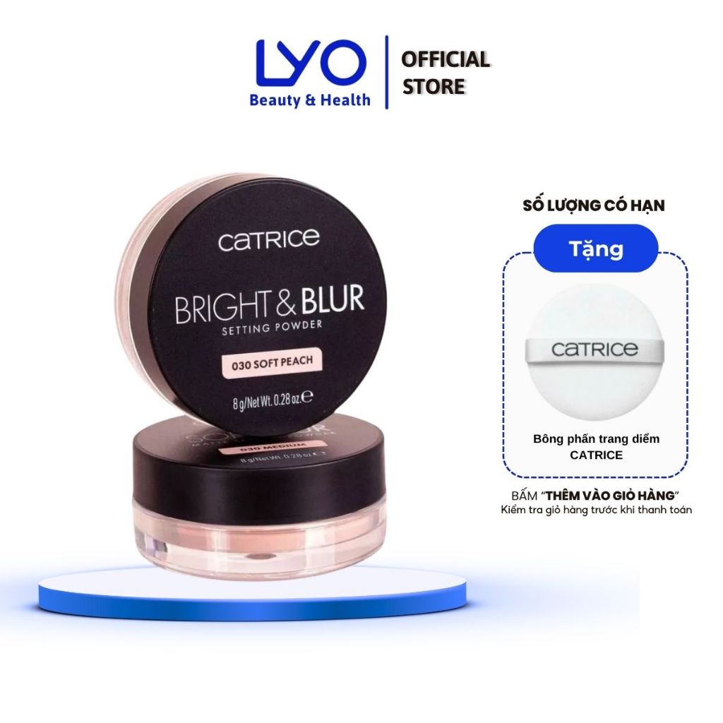 Phấn phủ mỏng nhẹ căng bóng nâng tone Catrice Bright & Blur Setting Powder 8g LYO OFFICIAL