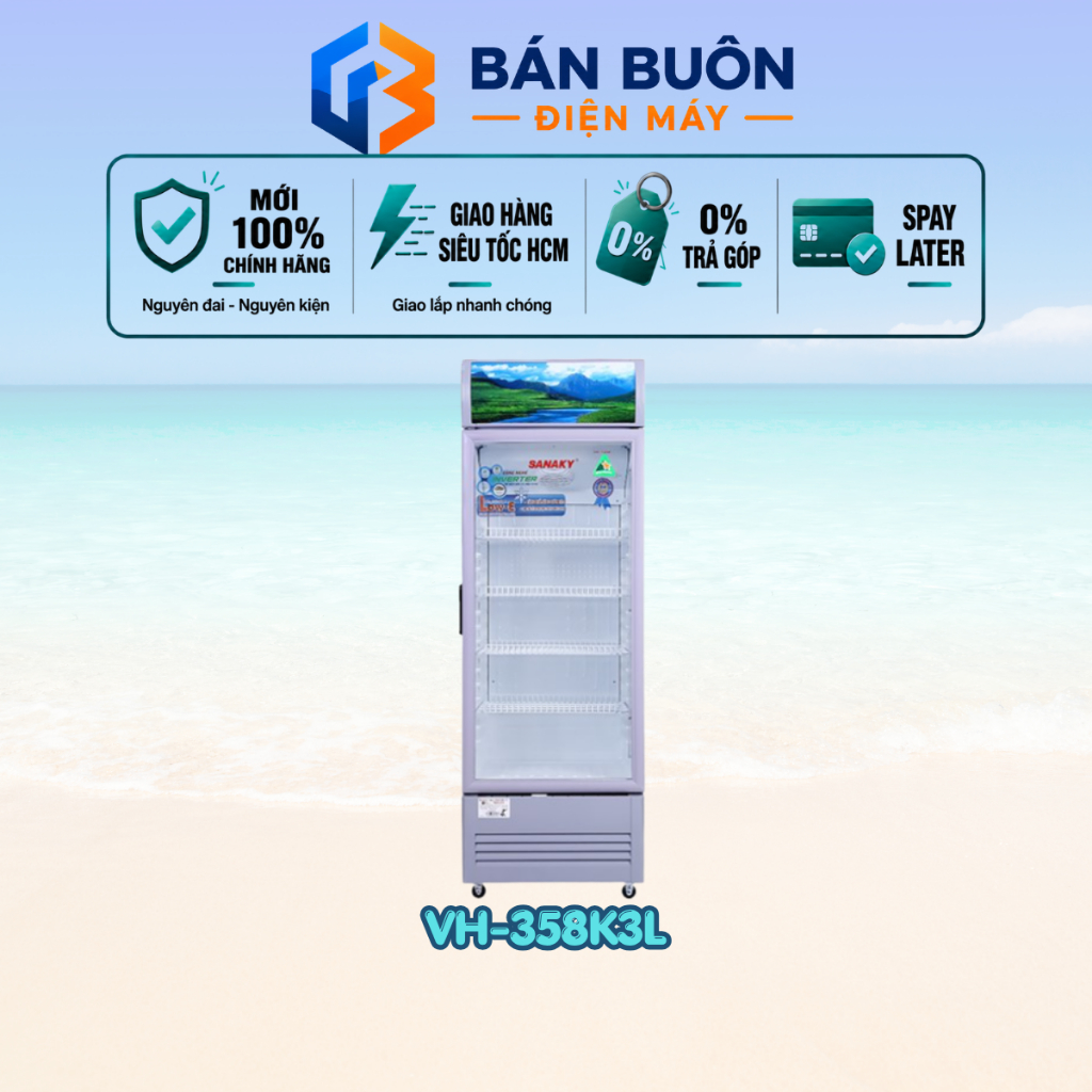 VH-358K3L Tủ mát Inverter Sanaky – 350L, 1 cánh kính, dàn đồng, tiết kiệm điện VH-358K3L