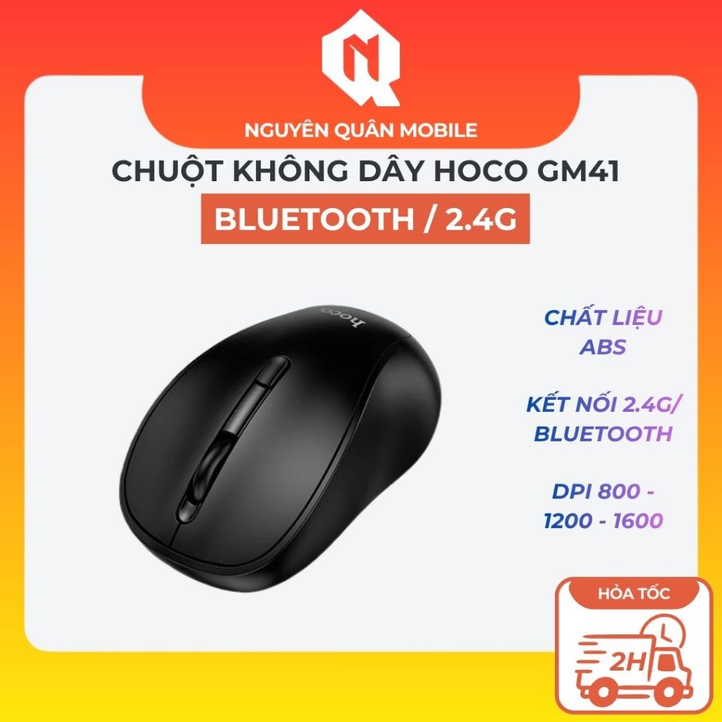 Chuột Không Dây Hoco GM41 Dual Mode – Hỗ Trợ 2 Chế Độ 2.4G & Bluetooth, Tùy Chỉnh 3 Mức DPI
